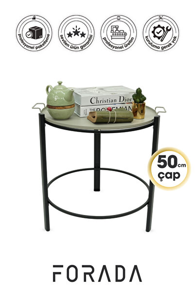 Forada Home & Style Yuvarlak Metal Yan Orta Sehpa