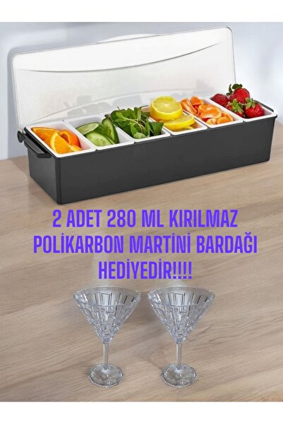 GastroPlast 6 GÖZLÜ KONTEYNER BAR,SUNUMLUK,BAHARATLIK, KURUYEMİŞLİK( 2 ADET 2...