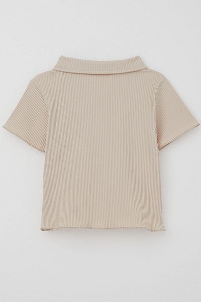 Breeze Κοριτσίστικο T-Shirt Crop Snap Corded 9-14 ετών, Μπεζ