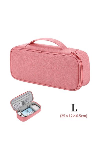 Choice Pink L Large Size Travel Organizer Bag Cable Storage Organizers Pouch Carry Case Portable Waterproof