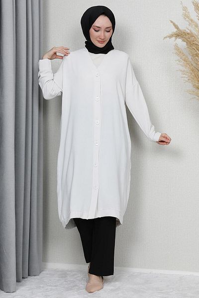 GİYZAMİLA Buttoned Aerobin Cap Off White