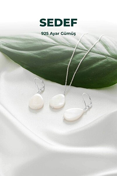 luxtone Sertifikalı Damla Set 925 Ayar Gümüş Kolye Küpe Doğaltaş
