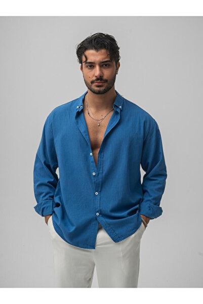 viperkombin Чоловіча сорочка з льону Krinkıl Premium Regular Kalıp