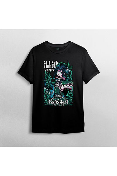 Pixxa Μπλουζάκι Genshin Impact Venti Unisex 100% βαμβακερό με λαιμόκοψη