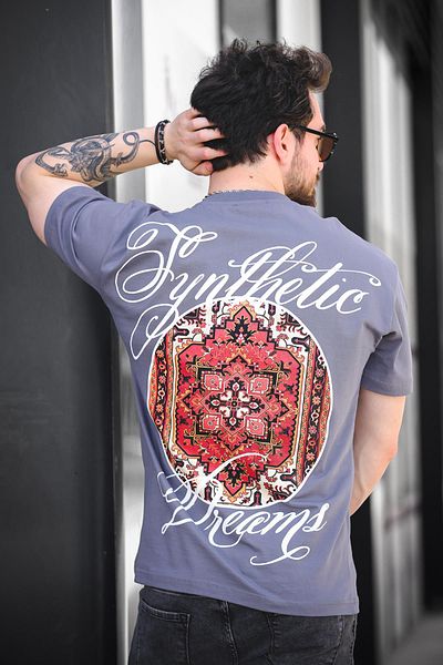 Oksit Ethnic Pattern Logo Back and Front Printed Cotton Comfort Men's Tshirt