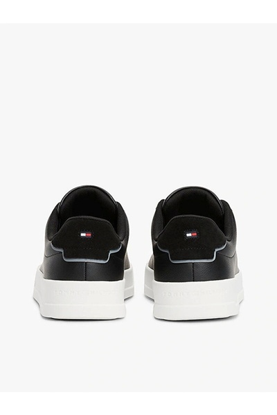 Tommy Hilfiger Erkek Rahat Düz Taban Topuk Renk Geçişli Deri Siyah Sneaker FM0FM05367-BDS