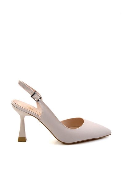 Bambi Matte Beige Women's Classic Heeled Shoes K01038005638