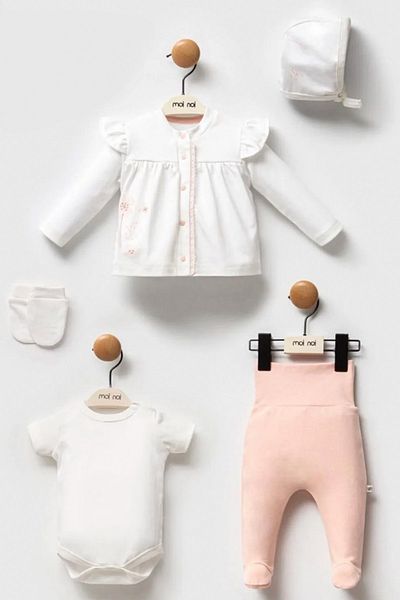 Moi Noi Breathable Soft Cotton Floral Pattern Ruffle 5 Piece Newborn Hospital Outlet