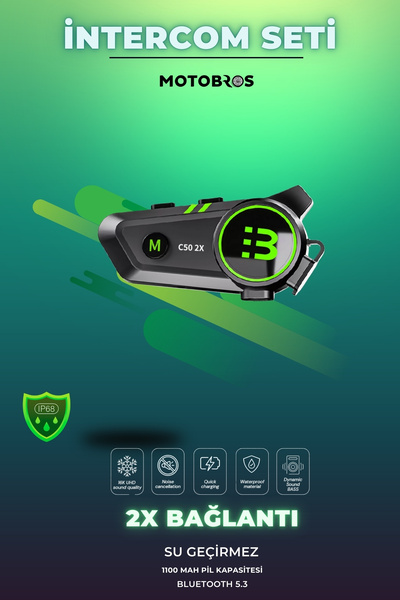 Motobros M-50 Motosiklet Kask Kulaklık 2X BAĞLANTI Intercom Işıklı Motorsiklet Interkom Motosiklet Kulaklık