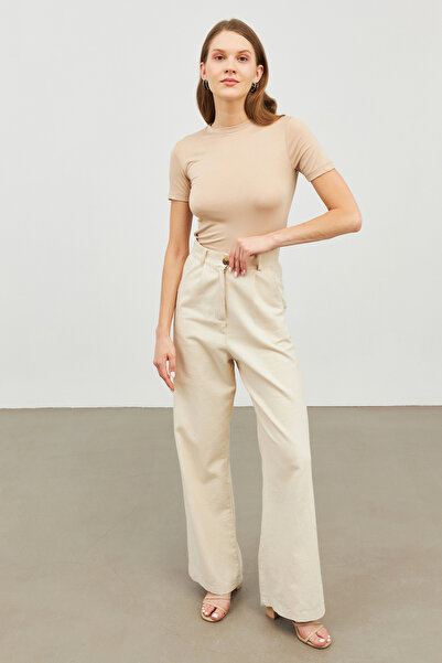 Bukamiss Γυναικεία κρεμ κοντομάνικη μπλούζα