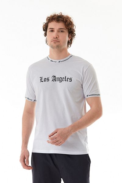 Fulla Moda Μπλουζάκι με στάμπα Los Angeles Crew Neck