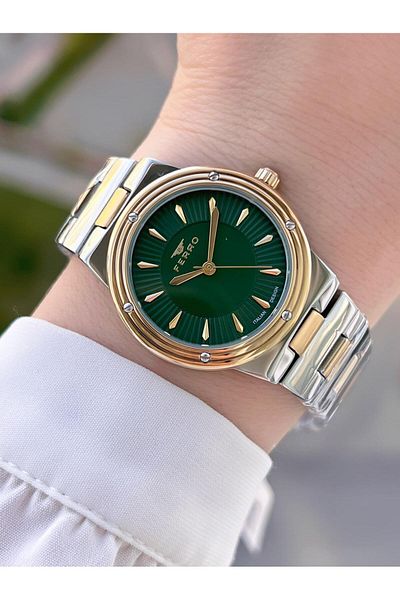 FERRO Women's 3 Atm Wristwatch - Italian Design Steel Band 2 Years Warranty Bracelet Efl21586-M4