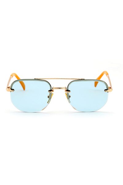 TomyHelf Unisex Sunglasses - Rectangle Design, Gold Metal Frame and Yellow Glass Db1078/S