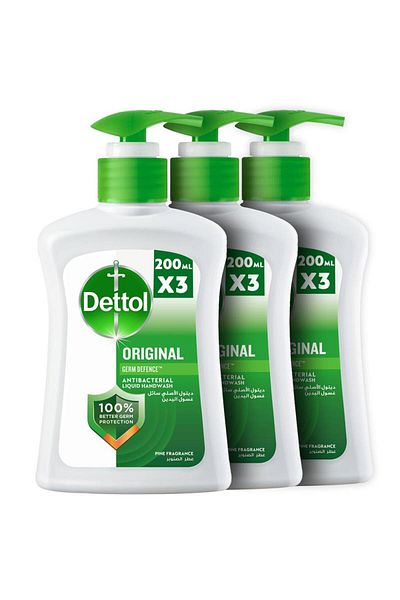 Dettol Original Liquid Handwash Pump, Pine Scent, 200ml x 3