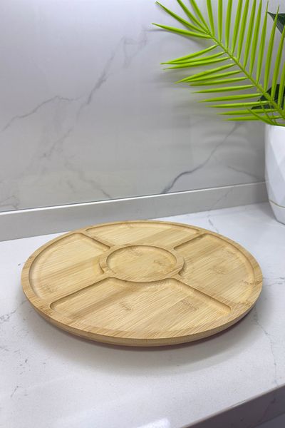 Albergio Bamboo 5-Section 360 Rotating Presentation Stand 32 cm