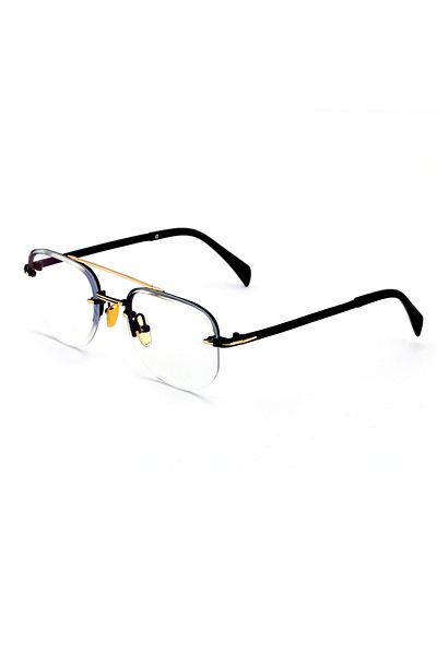 TomyHelf Unisex Sunglasses Rectangle Design Gold Black Metal Frame Clear Glass Db1078/S David Bckhm