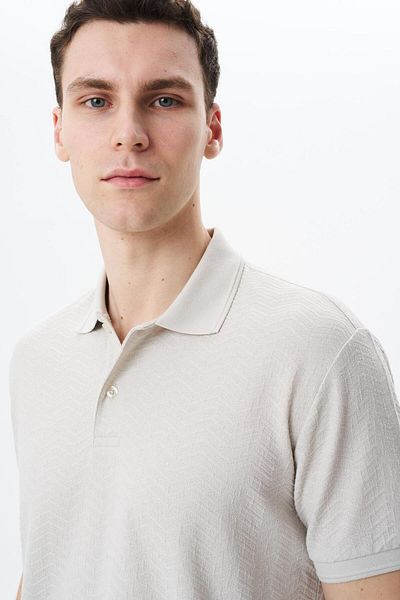 Arma Ανδρικό μπλουζάκι μπεζ Basic Regular Fit Jacquard Single Jersey Polo Neck T-shirt Y 29374356402