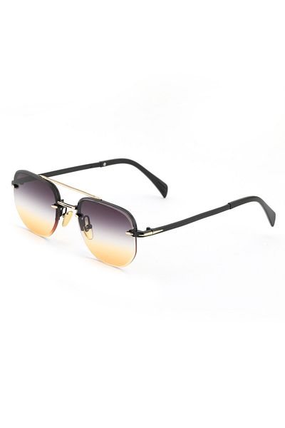 TomyHelf Unisex Sunglasses Rectangle Design Gold Black Metalframe Black Yellow Glass Db1078/S David Bckhm