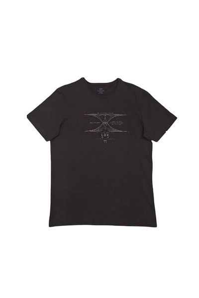 TOMMY LIFE Μαύρο ανδρικό μπλουζάκι με κοντό μανίκι Standard Fit O λαιμόκοψη 88445