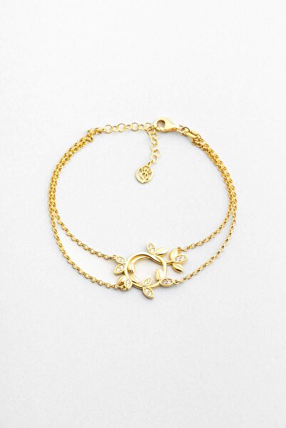 So CHIC... Sevgi Sarmaşığı 18 Ayar Sarı Altın Kaplama 19 Cm Gümüş Bileklik