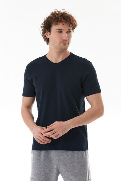 Fulla Moda Basic V-Neck Ribbed T-Shirt