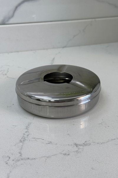 Albergio Stainless Chrome Ashtray 11 cm Round Metal Ashtray with Lid