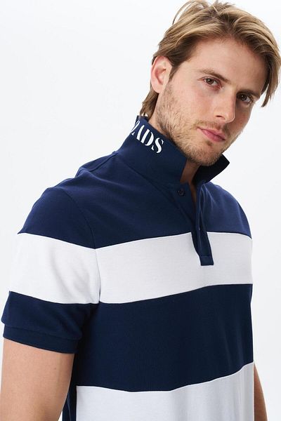 Arma Ανδρικό μπλουζάκι Navy Blue Regular Fit Πολύχρωμο 100% βαμβακερό πικέ μπλουζάκι με λαιμόκοψη Y 29374356102