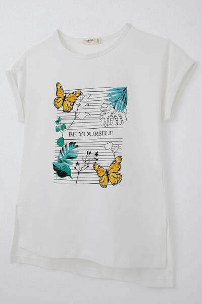 Breeze Tricou pentru fete cu imprimeu fluture și flori 10-16 ani, alb