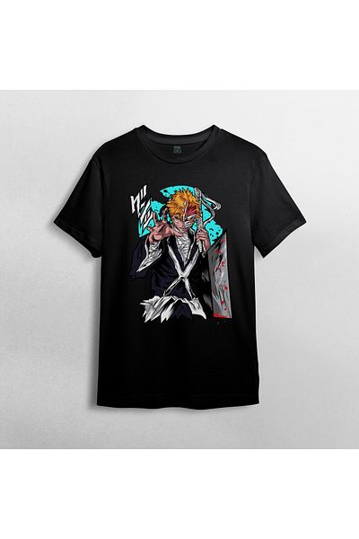 Pixxa Bleach Anime Manga Unisex 100% βαμβακερό μπλουζάκι με λαιμόκοψη μοντέλο 1