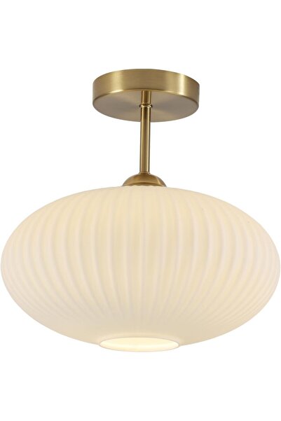 Genel Markalar Şık Beyaz Cam ve Altın Metal Aydınlatma Avizesi, Modern Tavan ...