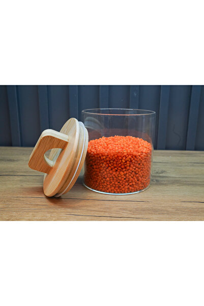 Kuka Round Glass Storage Container with Bamboo Handle 2 Pieces 500+500 ml Small Size