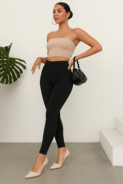 ROSAMİNA Ženske 95% Pamuk komada Elastično tkanine crne tajice