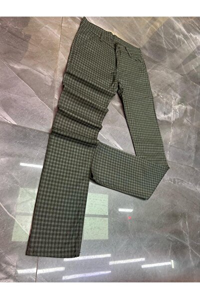 WKM Ανδρικό καλοκαιρινό καρό υφασμάτινο παντελόνι με λεπτή εφαρμογή Lycra μέχρι τον αστράγαλο