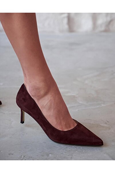 PELİN'İN AYAKKABILARI SİSTA 5 CM BORDO SÜET STİLETTO