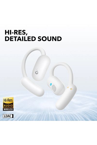 Soundcore سماعات أذن لاسلكية AeroFit 2 قابلة للتعديل مفتوحة الأذن باللون الأبيض