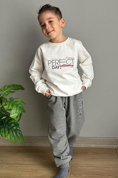 Breeze Boy's Tracksuit Suit 2-6 Years, Ecru Inscription Suit