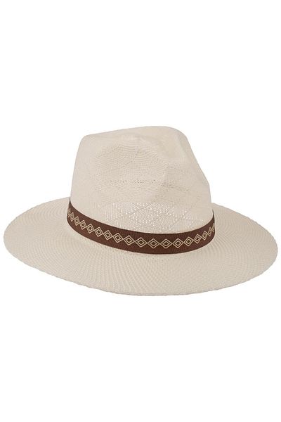 C&City Ανδρικό καπέλο Fedora Mercerized Wide Edge T25750-03 Cream