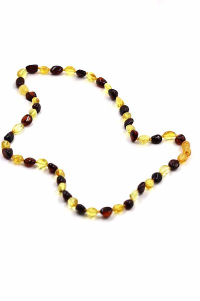SAURACHI Certified Natural Stone Drop Amber Adult Necklace 15-17Gr Double Color