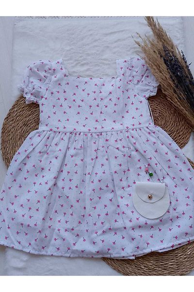ayzen store Floral Patterned Bag Detailed Girl's Dress