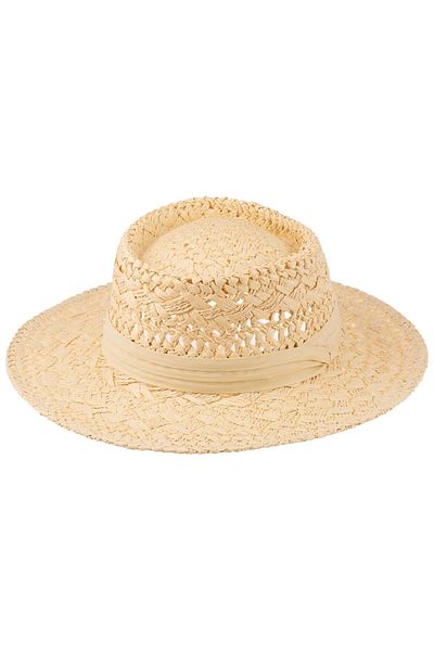 C&City Ανδρικό καπέλο Fedora με λεπτομέρεια από άχυρο Y24750-01 Κρέμα