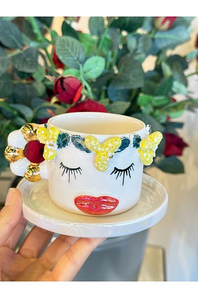 Pernotte K Gold Plated Double Lemon Pure Turkish Coffee Cup in Hand