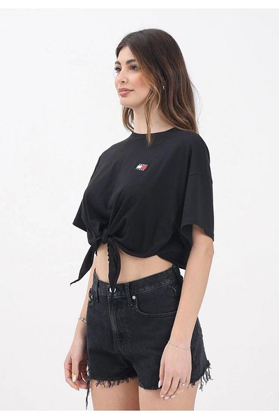 Tommy Jeans Tommy Jeans Women's Black Knot Detailed Logo T-Shirt