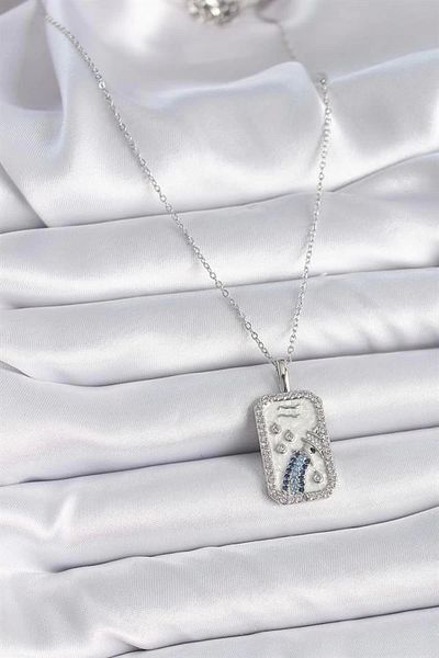 Store 316l الصلب الفضة اللون سلسلة دلو علامة الزركون حجر المرأة قلادة