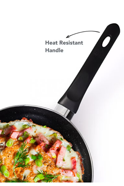 GRANDİ 7 Piece Non-Stick Cookware Set Aluminum Pots And Pans Stainless Lid Free Grey Granite 24+24+18 cm