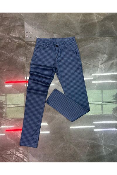 WKM Men's Summer Slim Fit Cut Lycra Ankle Length Plaid Fabric Trousers