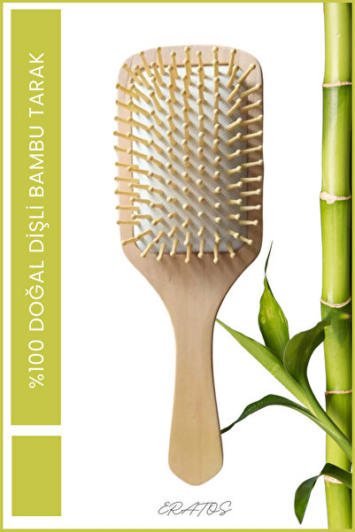 ERATOS Doğal Bambu Masaj Tarak Dişli Yapı, Tüm Saç Tiplerine Uygun