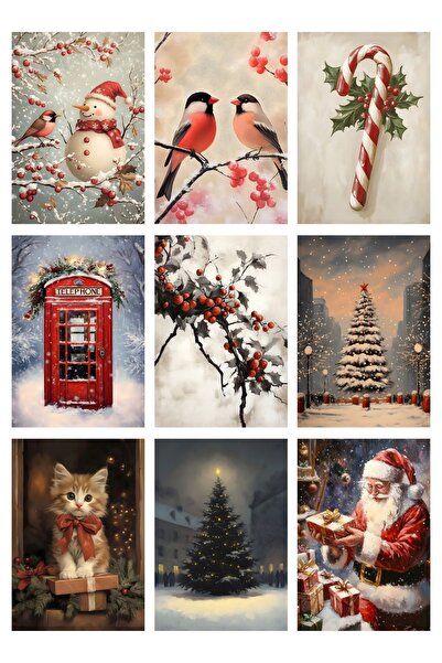 Anime Marketi Nostaljik Yılbaşı Görselleri Nostaljik 9'lu Kartpostal Fotokart...