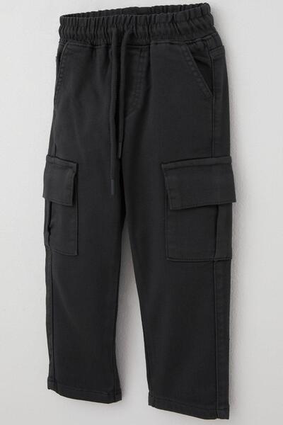 Breeze Erkek Çocuk Pantolon Kargo Cepli Beli Lastikli 1.5-5 Yaş, Füme
