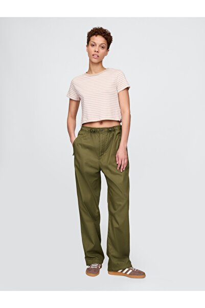 GAP Erkek Yeşil Twill Paraşüt Baggy Pantolon