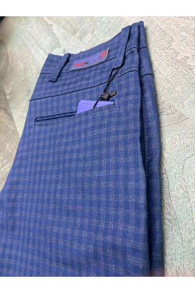 WKM Men's Summer Slim Fit Cut Lycra Ankle Length Plaid Fabric Trousers